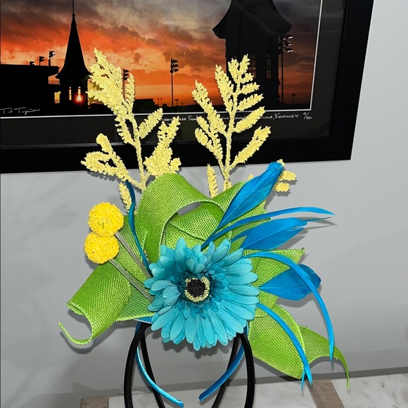 Vibrant Blue and Green Derby Fascinator